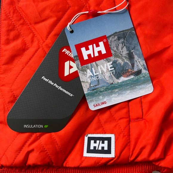Helly Hansen Womens Gilet Sailing Quilted Vest Orange Zip Up Pockets Lined M New - Picture 9 of 10